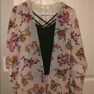 Green cross tank top. and lace back cover